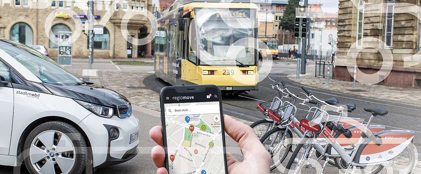 Smartphone, Auto, Fahrräder und Bahn