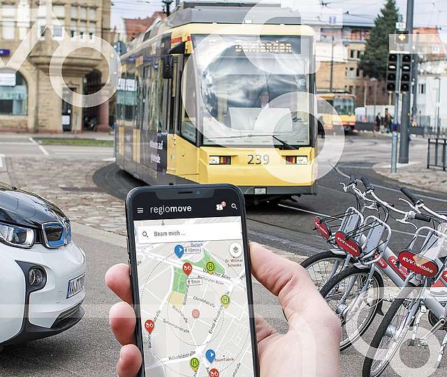 Smartphone, Auto, Fahrräder und Bahn